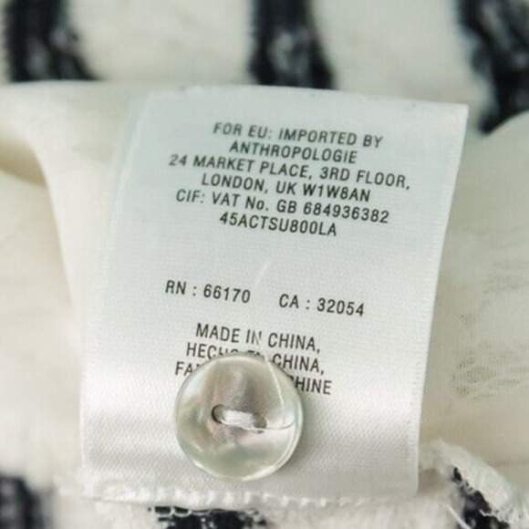 Postmark Anthropologie Size Medium M White Blue Stripe Lace Back Boho Cardigan - Picture 8 of 9